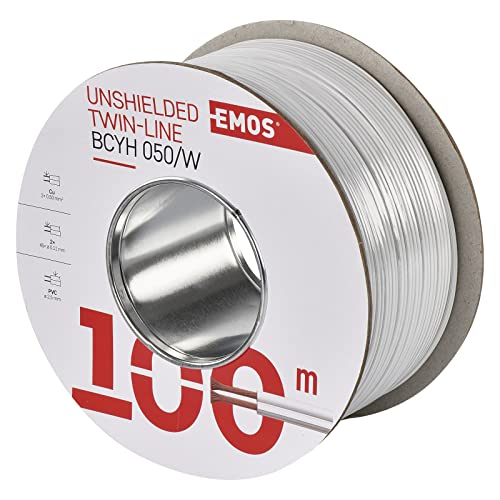EMOS S8251 Ungeschirmte Zweidrathleitung 2 x 0,50 mm weiß, 100 Stück