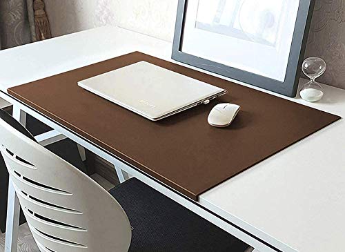 Schreibtischunterlage mit Kantenschutz, wasserdicht, PU-Leder, rutschfest, hitzebeständig, für Tastatur, Laptop und PC 80x50cm braun