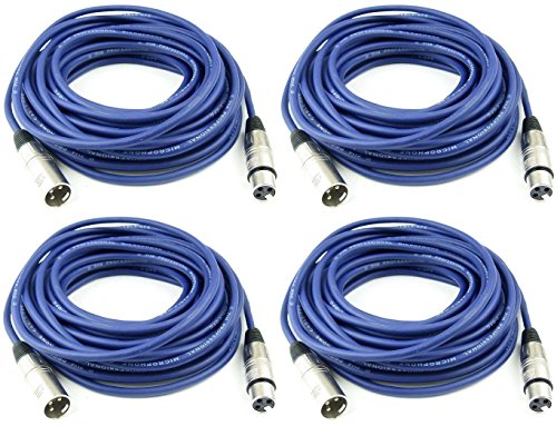 Adam Hall Cables 4 Stück K3MMF1000BLU Mikrofonkabel 10m Blau XLR female auf XLR male DMX Audio Kabel 3 pol polig (10 m, Blau, 4)