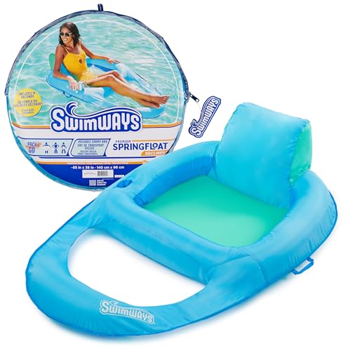 SwimWays Spring Float Premium Relaxliege Poolliege mit Hyper-Flate Ventil Aufblasbarer Pool Float Blau