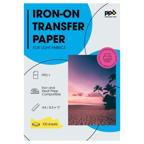 PPD 100xA4 Inkjet Premium Transferpapier für helles Textil, Bügeleisen und Transferpresse PPD-1-100