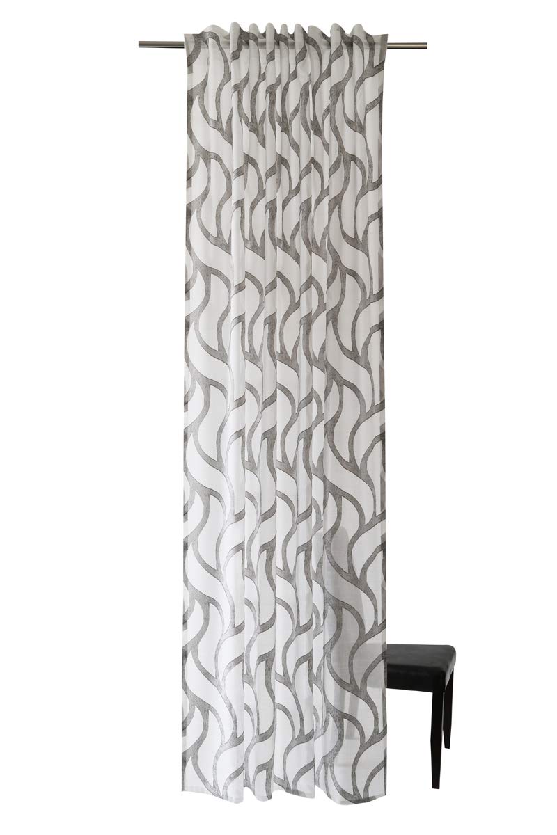 Homing halbtransparenter Vorhang mit verdeckten Schlaufen weiß-grau (1Stück) 245 x 140 cm (HxB) 5433-28