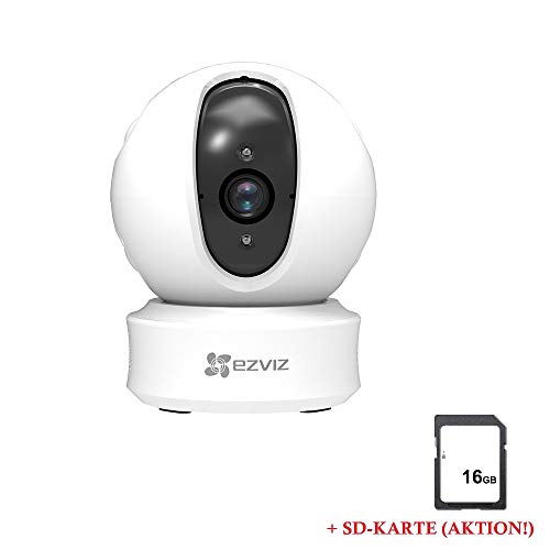 LEICKE CO67112, EZVIZ ez360 Indoor WiFi Kamera 720p, Überwachungskamera, Babymonitor - Zwei-Wege-Audio, Bewegungssensor und Nachtsicht, rotierbar, weiß