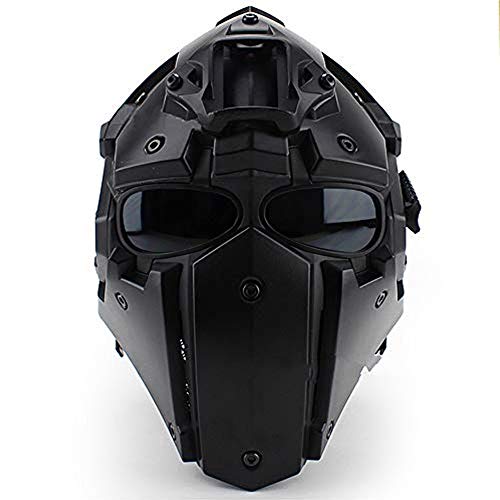 Fayelong Full Fcae Maske Tactical Military Helm Obsidian Green Gobl Terminator Helm & MaskenSunglas Goggle für Jagd Paintball Militär Fahrradhelm CS Schutz (5 Paar Brillen)
