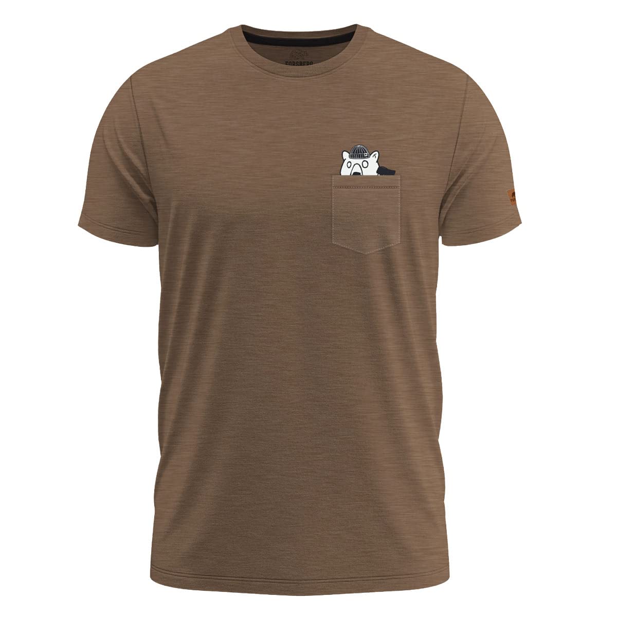 FORSBERG Lumberson T-Shirt Brusttasche mit bärtigem Bär Funshirt Rundhals bequem robust, Farbe:braun, Größe:XL