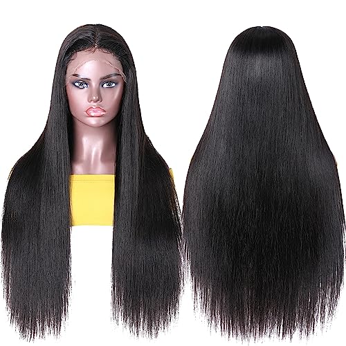 Perücke Gerade Lace-Front-Echthaar-Perücken für Frauen, 33 x 10 cm, glattes Haar, Lace-Front-Perücke, vorgezupfter Haaransatz