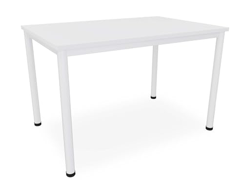Schreibtisch / Besprechungstisch in verschiedenen Größen und Farben weißes Metallgestell Konferenztisch Arbeitstisch (B: 120 cm x T: 80 cm, Weiß)