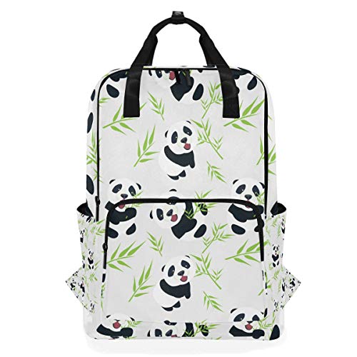 Lässiger Reiserucksack, Schulrucksack für Damen, große Wickeltasche, Rucksack, Büchertasche für College, passend für 15-Zoll-Laptoprucksack (niedlicher Panda), Muster, L