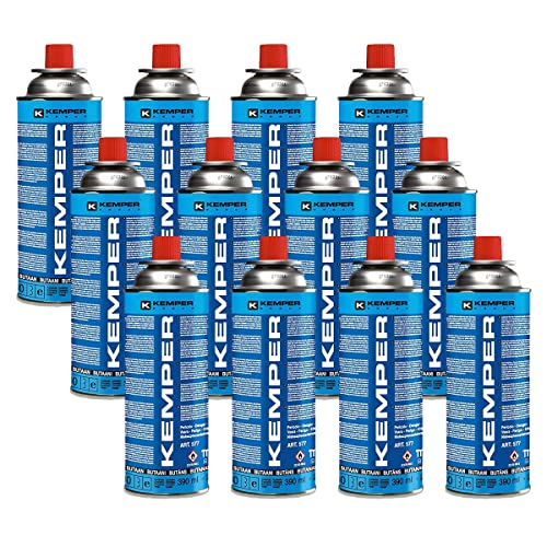 12 Gaskartuschen KEMPER 227g Butan Gasflasche UN2037 Bonbon für Gasgeräte