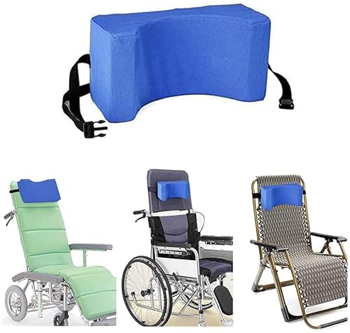 AOSSA Rollstuhl-Kopfstütze, Kopfstütze, Stuhlbefestigung, Positionierer, leichtes Rückenkissen, Zubehör für Erwachsene, Einzel-Sofa, Liegestuhl, hohe Rückenlehne, Geri-Kissen, Rollstühle (blau)