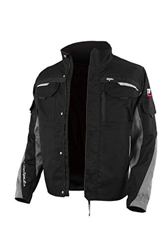 Grizzlyskin Arbeitsjacke Iron - Unisex Workwear für Damen & Herren, Cordura-Schutzjacke mit vielen Taschen, Outdoor Jacke mit Reflexbiesen, Farbe: Schwarz/Grau, Größe: 4XL (66/68)