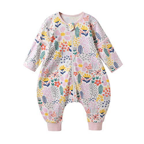Baby Langarm Schlafsack Sommer Weich Baumwolle Overall Schlafanzug Separate Beine Strampelsack mit Abnehmbare Ärmel