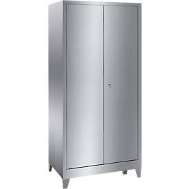 Edelstahl-Flügeltürenschrank, 2-türig, mit 4 Füßen, B 1000 x T 400/500/600 x H 1950 mm