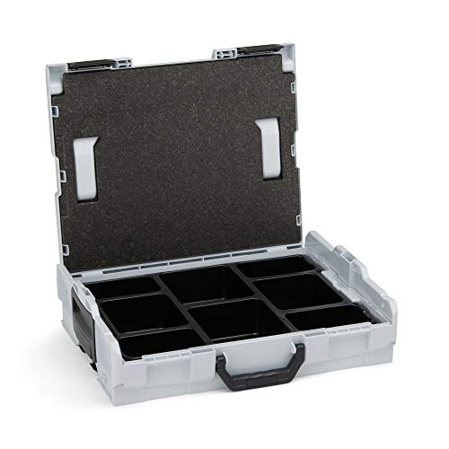 L-BOXX 102 | Sortimentkasten Kunststoff Grau | Werkzeugkoffer leer inkl. 8-fach Einlage | Sortimentskasten Einsätze | Ideale Schrauben Aufbewahrungsbox