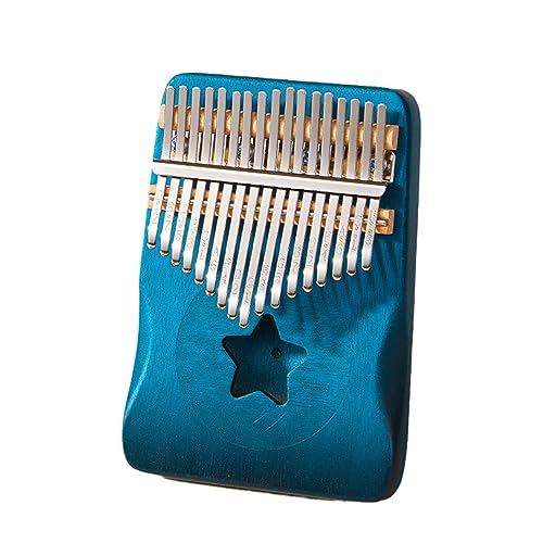 17 Keys Daumen Klavier, Holzfinger Klavier leicht zu lernen tragbare Musikinstrumente Geschenke für Kinder Erwachsene Anfänger mit Tuning Hammer und Studienunterrich blue