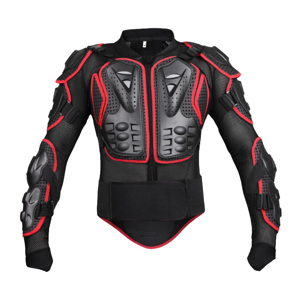 Dexinx Motorrad Radfahren Reiten Full Body Armor Rüstung Protector Professionelle Street Motocross Guard Shirt Jacke mit Rückenschutz Schwarz Rot 4XL