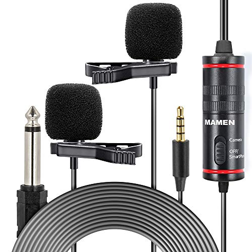 Indovis KM-D1 Pro 3,5-mm-Lavaliermikrofon-Set | 2 Mikrofone | Omnidirektionaler Tonabnehmer | 6,35-mm-Audioadapter | Für Smartphones Kameras Aufnahmestifte | Ideal für Interviews und Vlogging