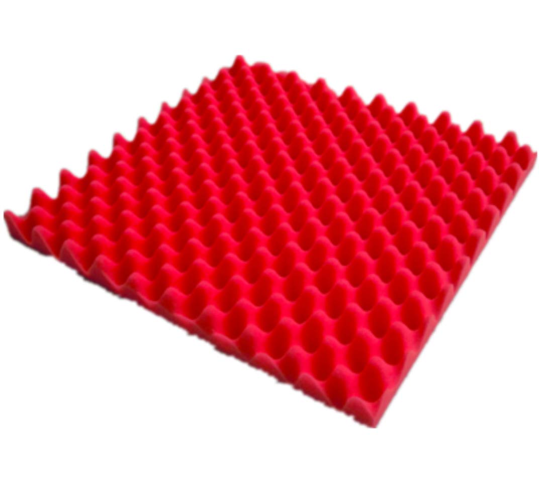 Mitef 12 Stück selbstklebende Akustikplatten Studio-Schaumstofffliesen Schalldichte Polsterkeile Isolierung L 30 x B 30x H 2cm （12"x12"x1"),rot