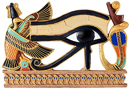 Design Toscano Ägyptische Deko Auge des Horus Wandskulptur Plakette, Polyresin, vollfarbe, 30 cm