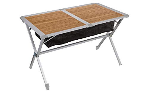 BERGER Campingtisch mit rollbarer Tischplatte, braun, Platte Bambus, Tischfläche 115 x 75 cm