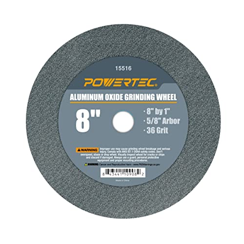 POWERTEC 15516 Aluminiumoxid-Schleifscheibe, 20,3 x 2,5 cm, 1,6 cm Dorn (5/8 Zoll), Körnung 36