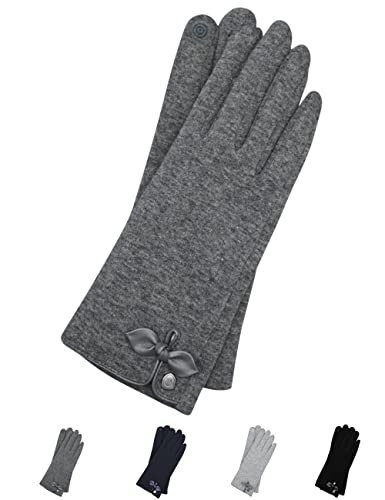 AKAROA ESTD 2019 Damen Handschuhe Liz, Touchscreen Handschuhe, extra weiches Teddyfutter, elastisches Jerseymaterial, 100% vegan, anthrazit, XL