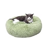 pawstrip Flauschiges Hundebett, rund, Plüsch, waschbar, Haustierbett, selbstwärmend, Donut, beruhigend, für kleine, mittelgroße und große Hunde und Katzen (hellgrün)