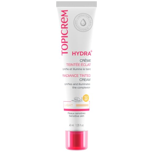 Topicrem - HYDRA+ Tönungscreme mit klarem Glanz – getönte Feuchtigkeitscreme für empfindliche und dehydrierte Haut, Erwachsene und Jugendliche – spendet 24 Stunden Feuchtigkeit, schützt die Haut,