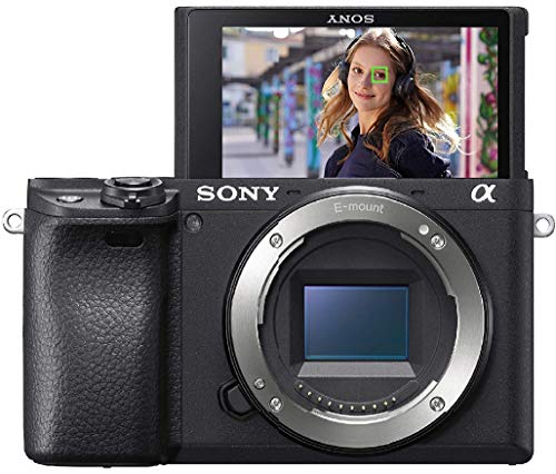 Sony Alpha 6400 E-Mount Systemkamera (24 Megapixel, 4K Video, 180° Klapp-Display, 0.02 Sek. Echtzeit-Autofokus mit 425 Kontrast AF-Punkten, XGA OLED Sucher, nur Gehäuse) schwarz