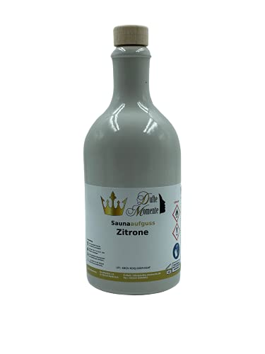 Sauna Aufguss Zitrone - 500ml in weißer Steinzeugflasche mit Korkmündung in gewohnter Premiumqualität von Dufte Momente
