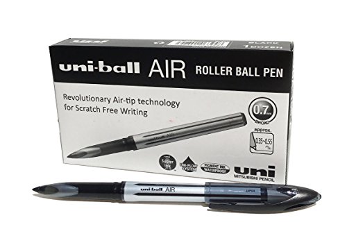 uni-ball 190504000 UB-188-L Air Kugelschreiber, schwarze Super-Tinte, fälschungssicher, Füllfederspitze, 12 Stück