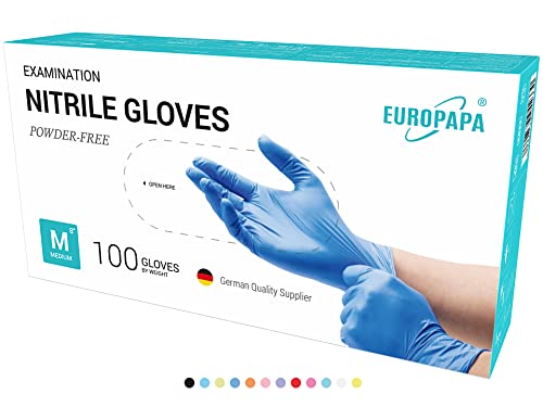 EUROPAPA® 1000x Nitrilhandschuhe Einweghandschuhe puderfrei Untersuchungshandschuhe EN455 EN374 latexfrei Einmalhandschuhe Handschuhe in Gr. S, M, L & XL verfügbar (Ocean Blau, M)