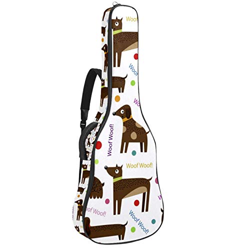 Gitarrentasche mit Reißverschluss, wasserdicht, weich, für Bassgitarre, Akustik- und klassische Folk-Gitarrentasche, Hundewelpen-Muster