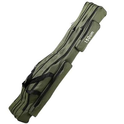 BADALO Angelruten-Tasche, Aufbewahrungstasche for Angelrollen, 110 cm, 120 cm, 130 cm, 150 cm (Color : 3 Layer 150cm Green)