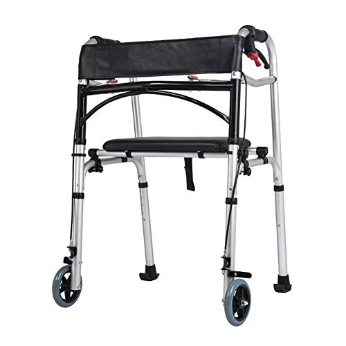Rollator s Lightweight Foldable 4 Wheels Rollator Aid with Padded Seat Lockable Brakes and Storage Bagdjustable Height Blue for The Elderly and Adults