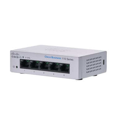 Cisco Business CBS110-5T-D Unmanaged Switch | 5﻿ ﻿GE-Ports | Desktop | EXT. Netzteil | Begrenzter Lebenszeitschutz (CBS110-5T-D)