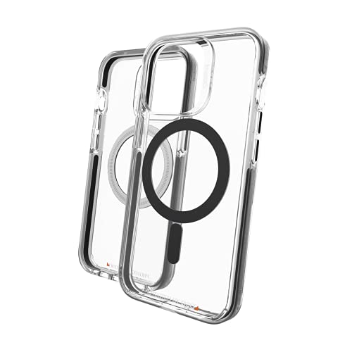 Gear4 Santa Cruz Snap Case – MagSafe kompatibel, transparente Schutzhülle, die das D3O Schutzmaterial hervorhebt, für Apple iPhone 6.1P, Schwarz