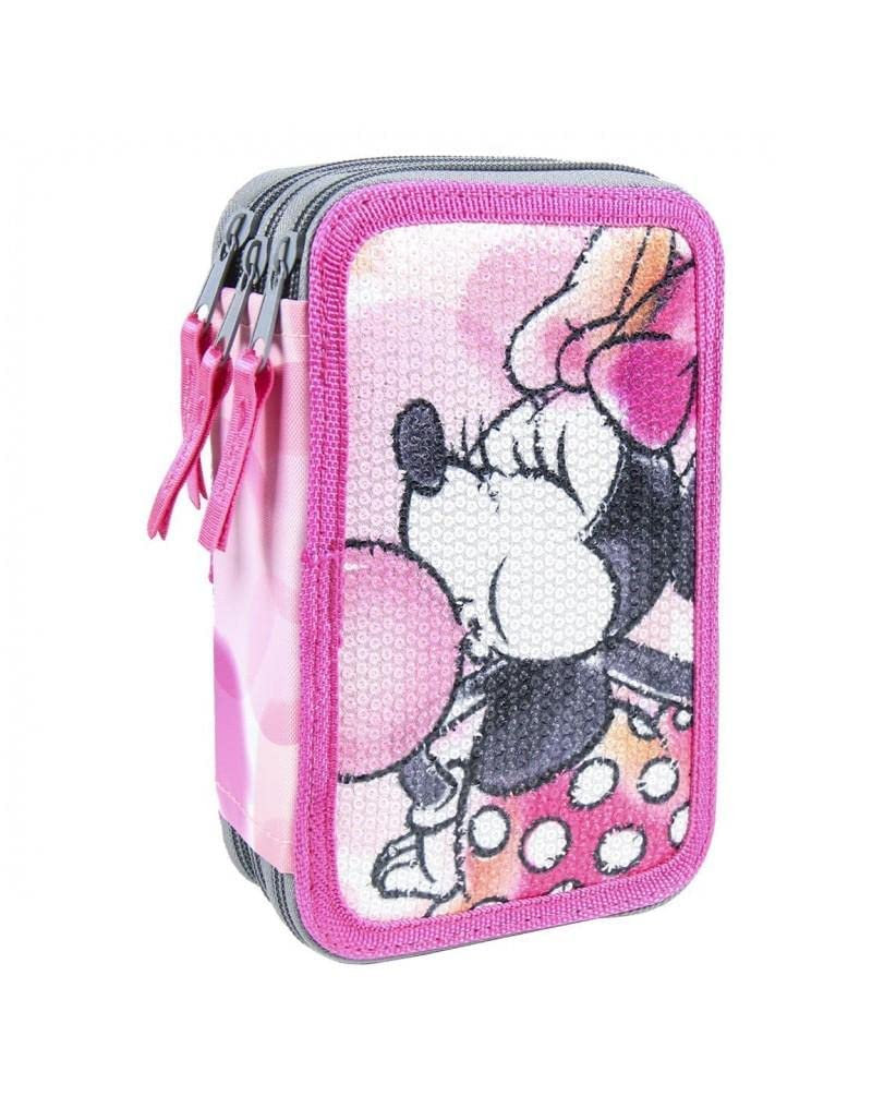 Cerdá - Disney Minnie Mouse Federmappe 3Fach | Flaches Etui Schule Offizieller Lizenz, 12.5 x 19.5 x 6.5 cm