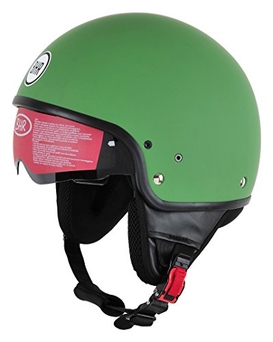 BHR Motorrad Helm 802 Demi-Typ mit Visier Versenkbare,matt grün, M (57 cm)