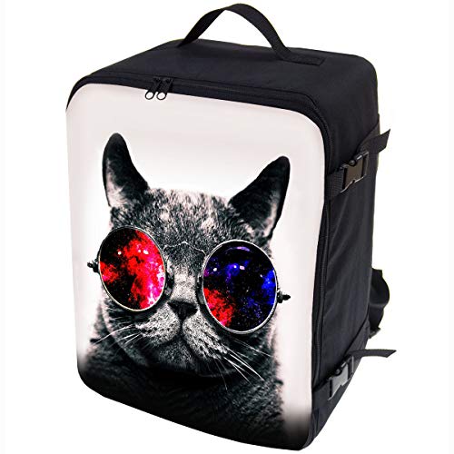 Multifunktions Handgepäck Rucksack gepolstert Flugzeugtasche Handtasche Reisetasche Rucksack gepolstertkoffer für Flugzeug Größe 40x30x20cm Galaxy Sonnenbrille Cat [102]
