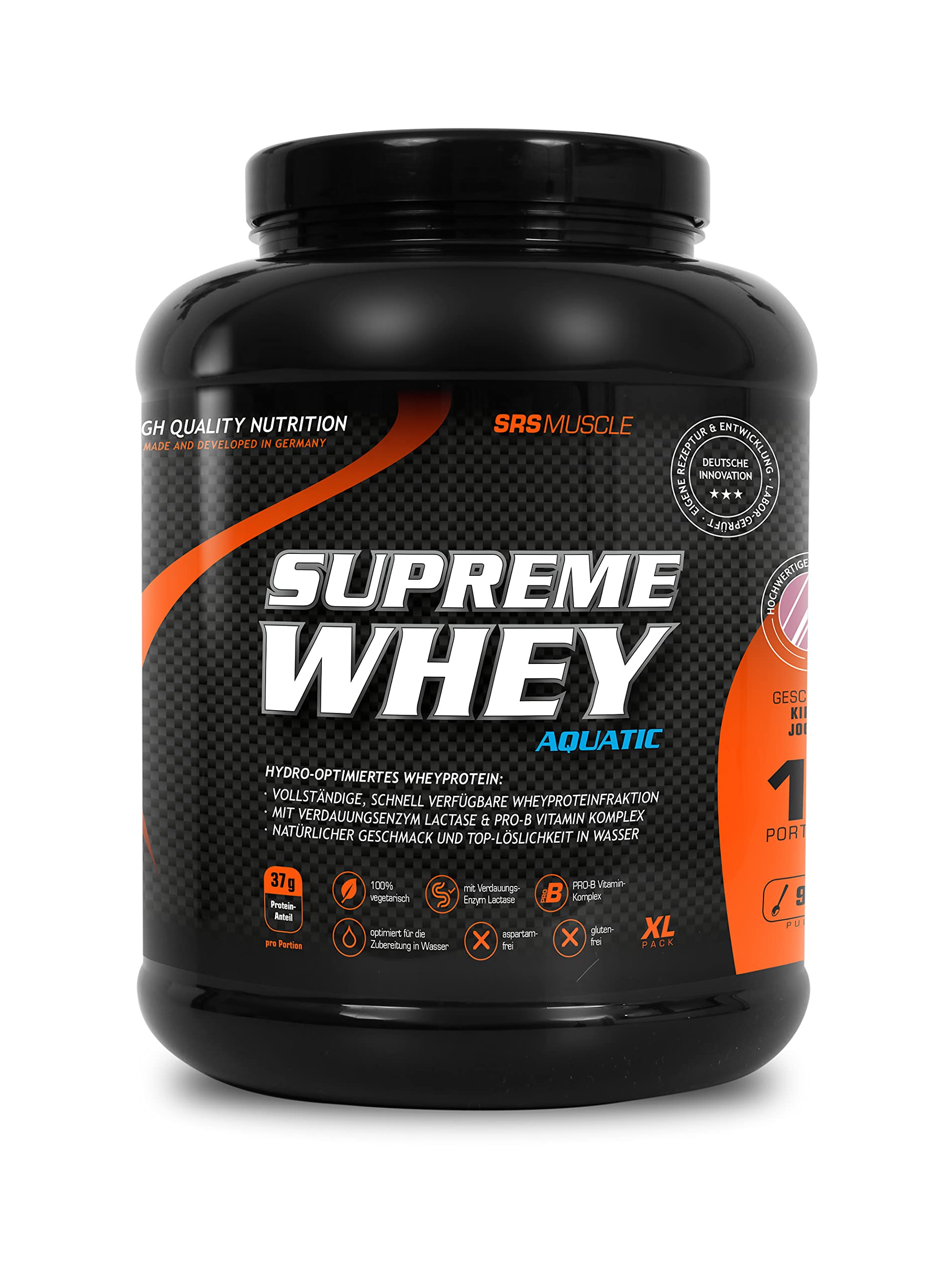 SRS Muscle - Supreme Whey XL, 900 g, Schwarze Johannisbeere | Hydro-optimized Whey Protein | mit Enzym Laktase und Pro-B Vitaminen | aspartamfrei | deutsche Premiumqualität