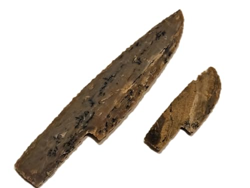 2 Stück Steinmesser mit und ohne Säge (Steinzeit Nachbau) (3inch und 7inch)
