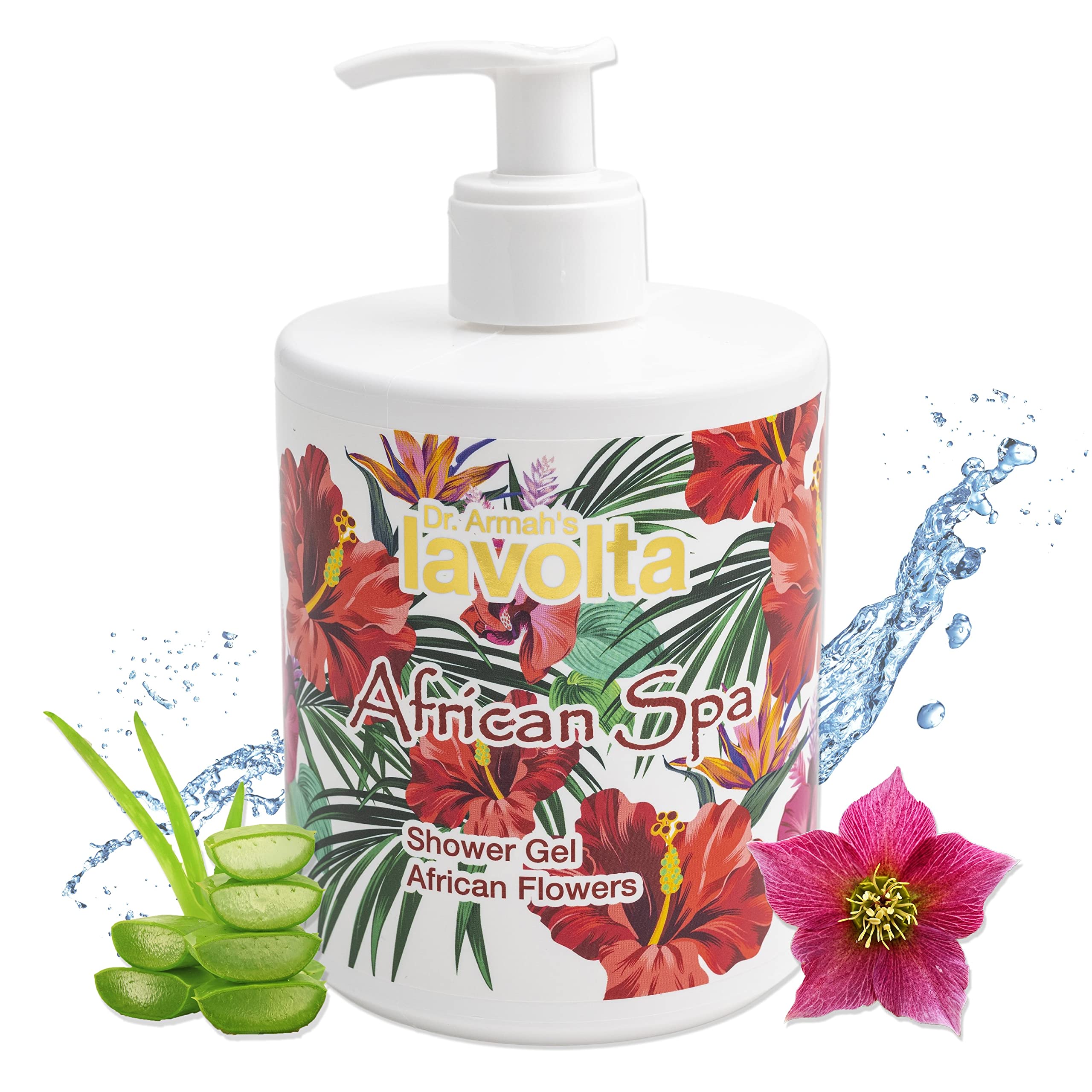 LAVOLTA natürliches exotisches Duschgel mit Passionsblume, Aloe-Vera & Shea-Blättern 500ml – silikonfrei ohne Zusätze