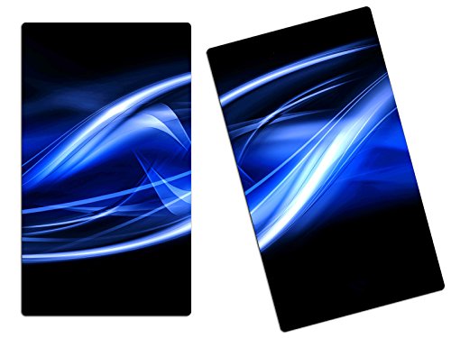 Herdabdeckplatte Schneidebrett Spritzschutz aus Glas, Multi-Talent HA9126874 Abstrakt Blau Variante 2er Set (2 Panels)