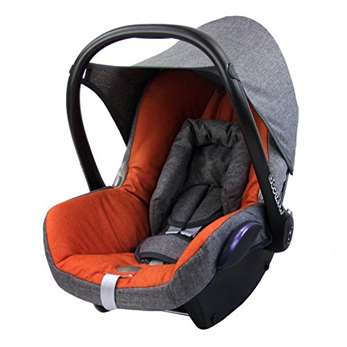 BAMBINIWELT Bezug Ersatzbezug kompatibel mit Maxi-Cosi CabrioFix für Babyschale 6-tlg Komplett-Set (meliert grau-orange)