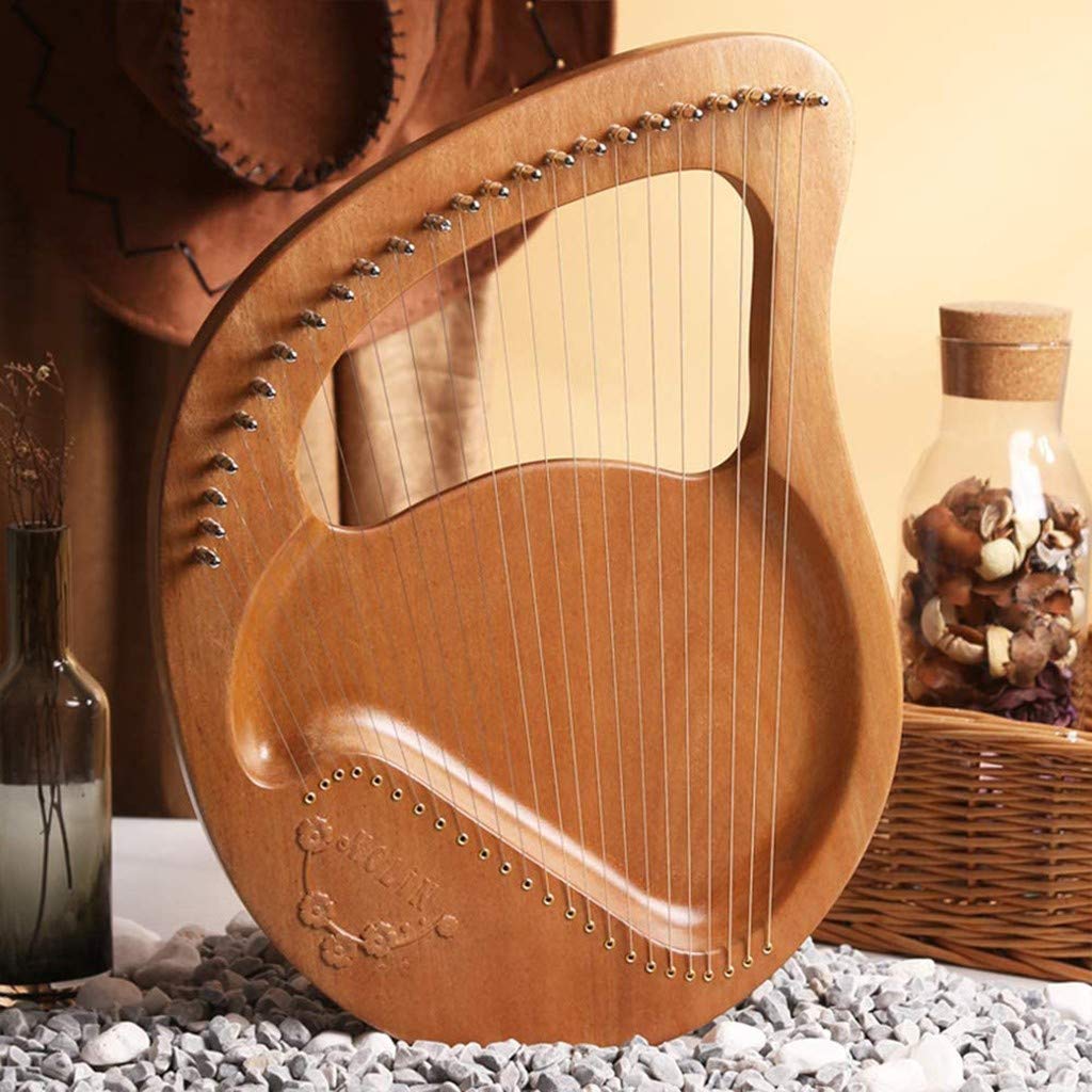 24 Saiten Lyre Harp Massivholz Mahagoni Harfe Mit Tragetasche Tuning Wrench String Geschenk Für Anfänger Musik Liebhaber Kinder Erwachsene Harfen Logs