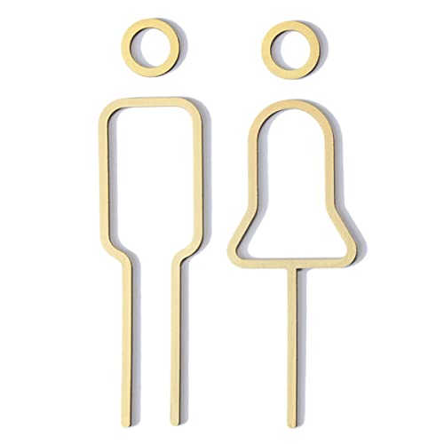 WC-Schild, Messing-Männer- und Damen-Figuren-Schilder-Set, moderne Badezimmer-Türschilder, WC-Beschilderung (Gold 2)