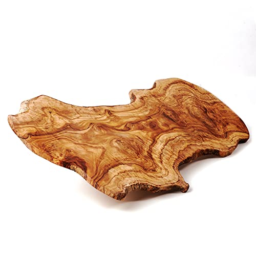 DAS OLIVENHOLZBRETT® Schneidebrett Olivenholz, Brotzeitbrett aus Holz mit naturbelassenem Rand, 70 cm