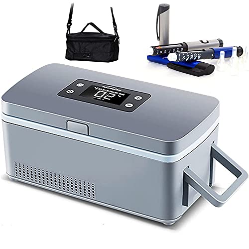 LIMEID Tragbare Insulin Kühlbox für Medikamente Mini Intelligente Elektrische Mini Kühlschrank 230 * 110 * 110 mm Kühltasche Thermostat USB für Reise & Haushalt,2*Battery