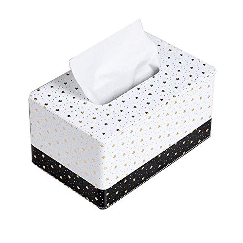 ZXGQF Tissue Box Pu Rechteckig Weiß Schwarz Papierhandtuchhalter Für Zuhause BüroAuto Dekoration Tissue Box Halter